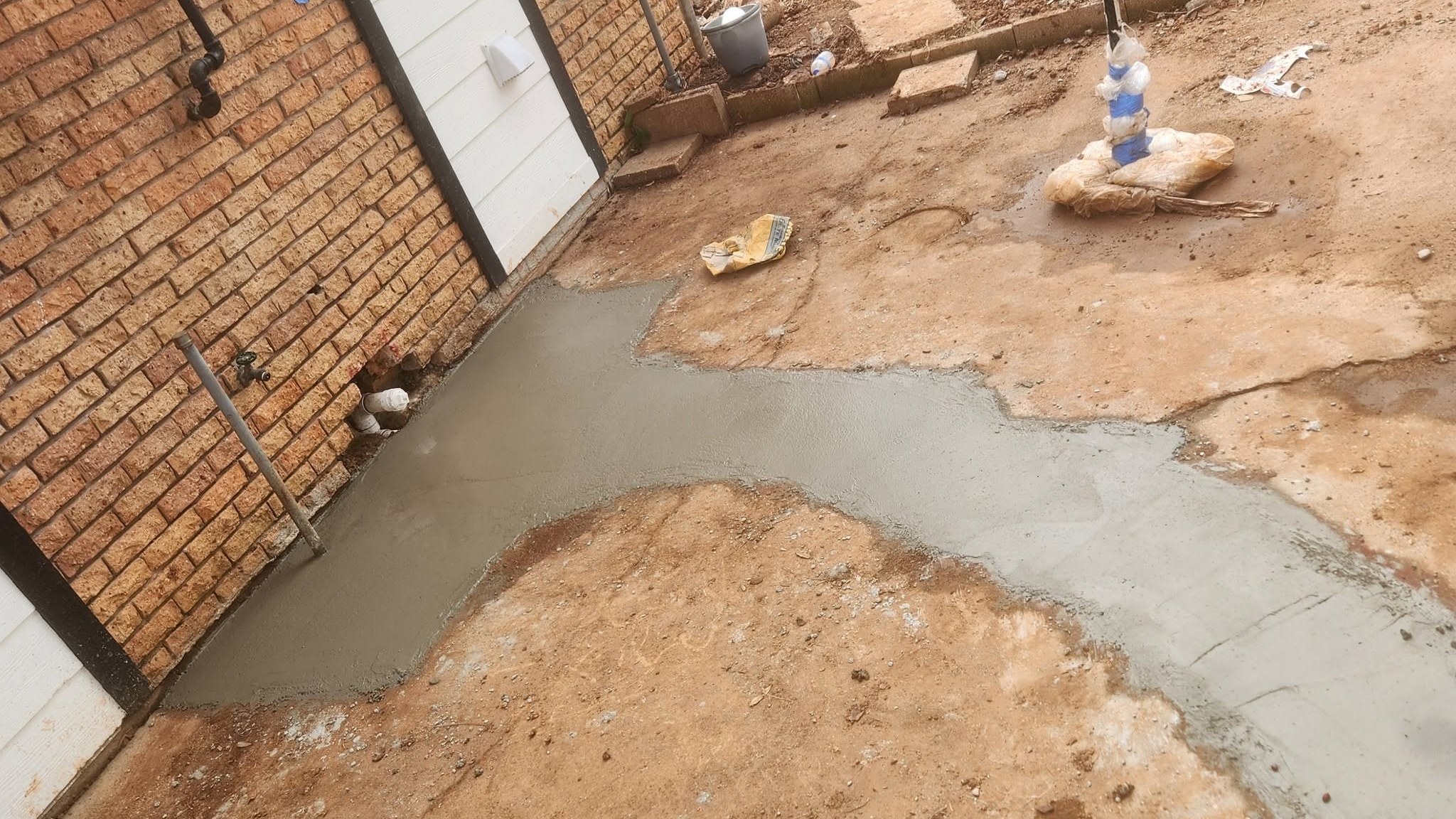 Foundation repair job site at a Houston home